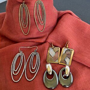 Earrings 4 pairs of mix metal costume jewelry